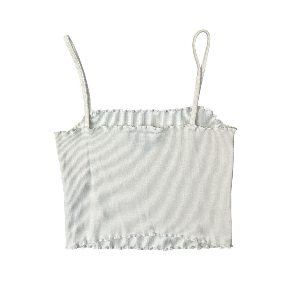White Ribbed Crop Top - Picture 2 of 4